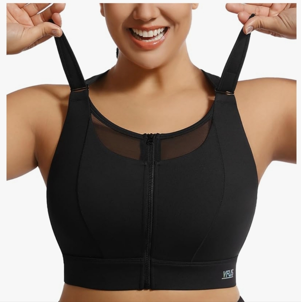 NWT VFUS Zip Front Adjustable Sports Bra